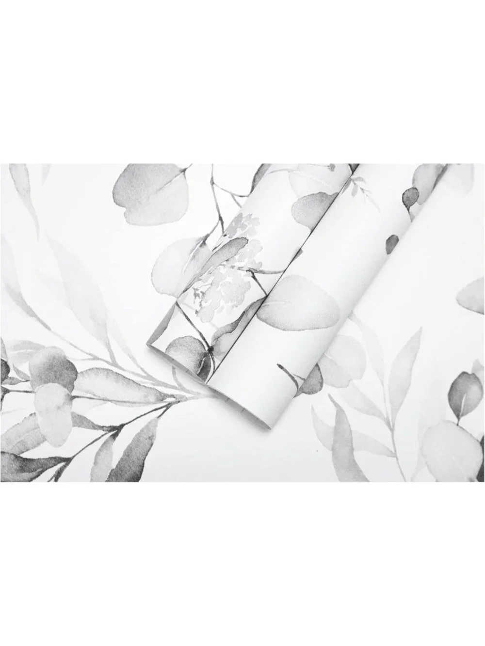 Peel and Stick Black White Wallpaper Mural | Botanical Eucalyptus Leaf Design